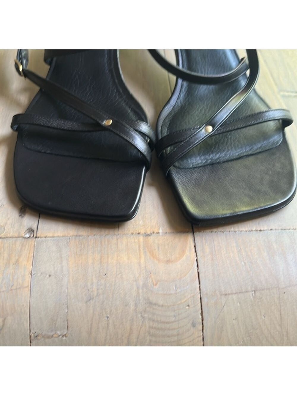 Frame Le Braxton Strappy Leather Black Sandal Square Toe Women EUR 39.5 US 9 - Picture 8 of 15